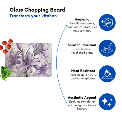 Purple Lilies In Bloom Chopping Board