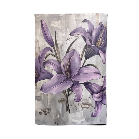 Purple Lilies In Bloom Tea Towel