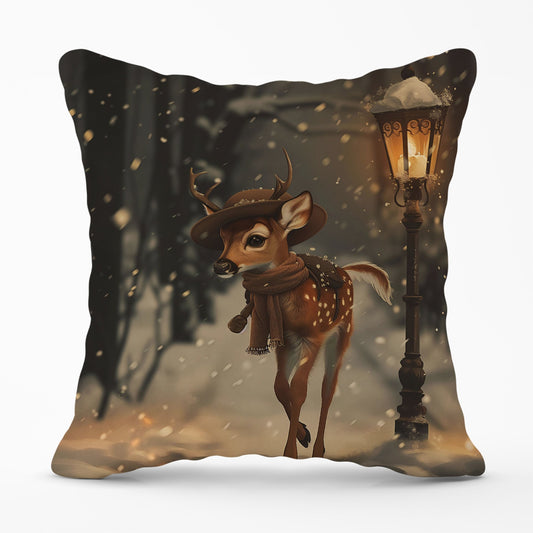 Fawn In A Snowy Scene Cushions