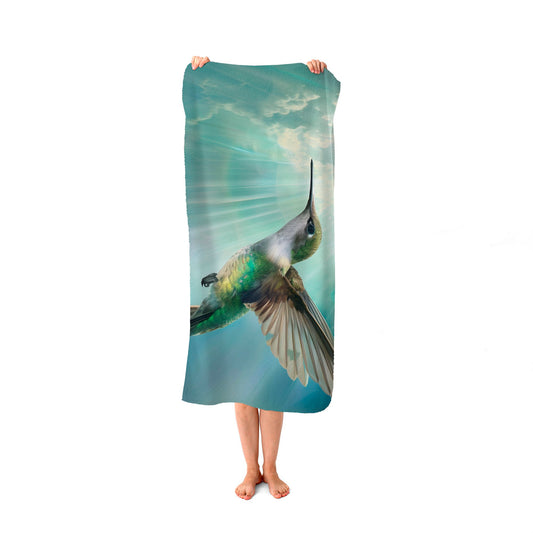 Hummingbird In A Beautiful Sky Beach Towel