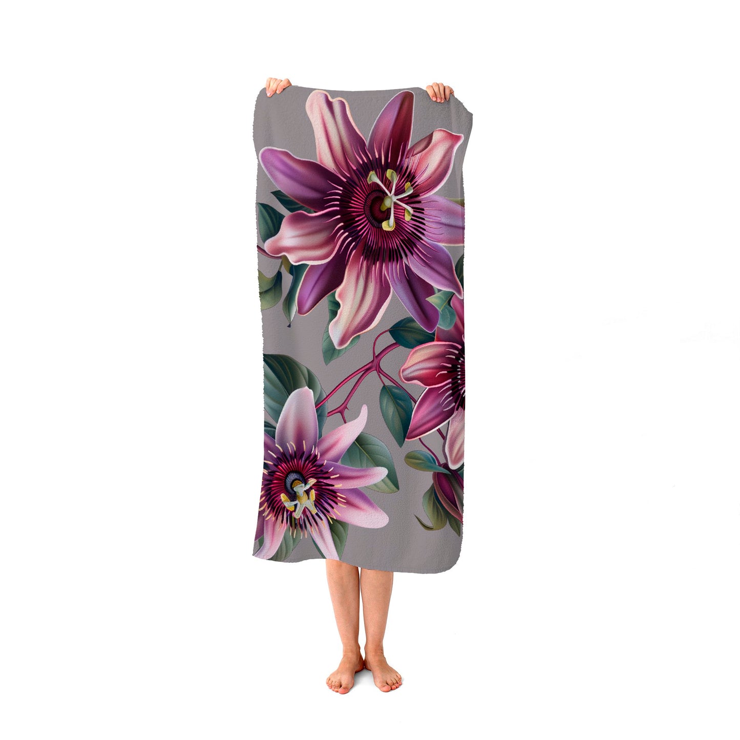 Purple Passion Flowers Beach Towel