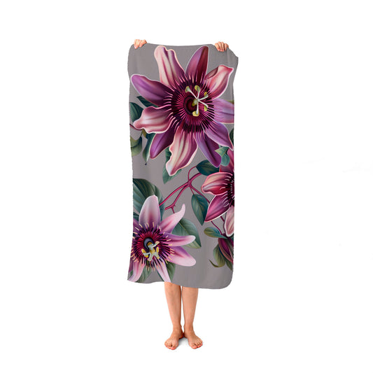 Purple Passion Flowers Beach Towel