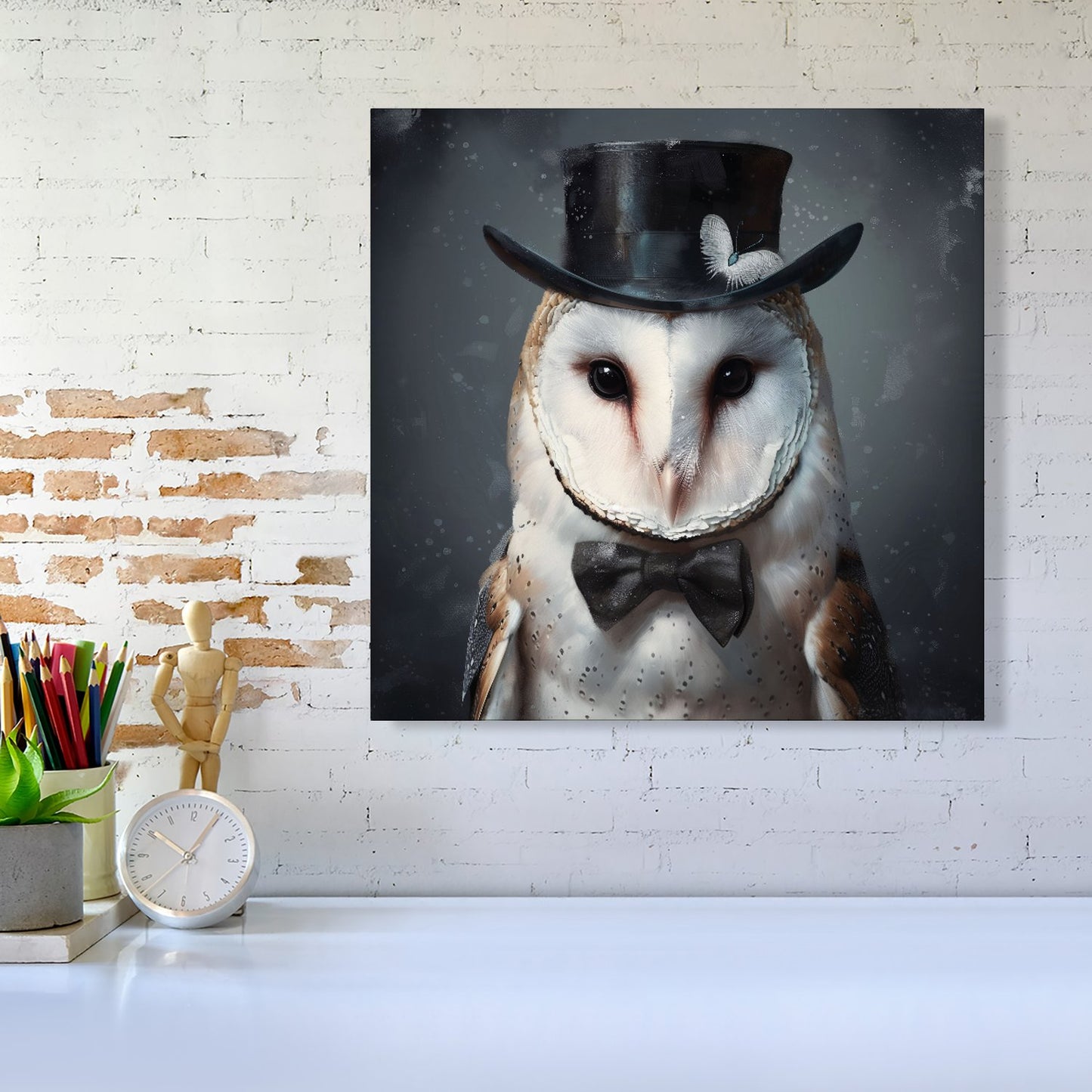 Owl In A Top Hat Canvas