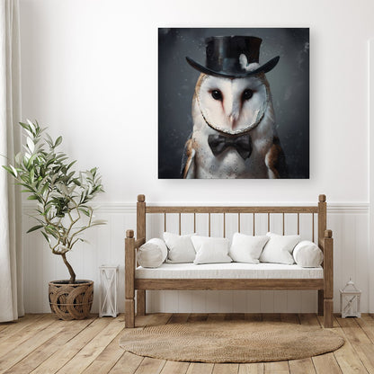 Owl In A Top Hat Canvas