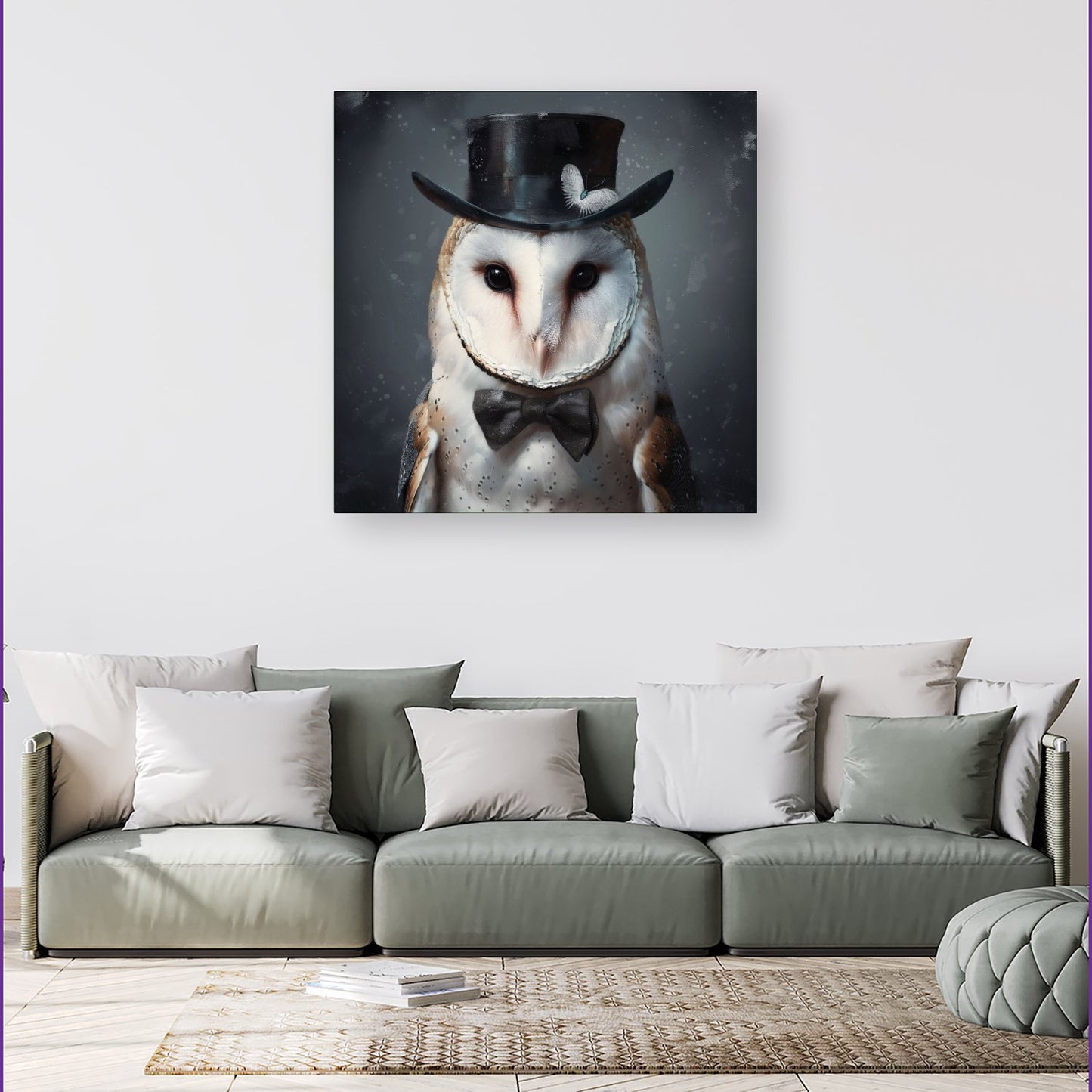 Owl In A Top Hat Canvas