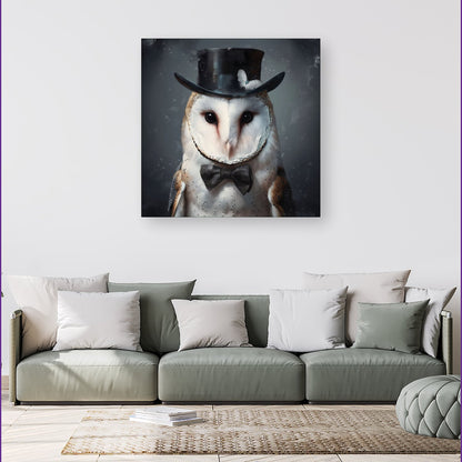 Owl In A Top Hat Canvas