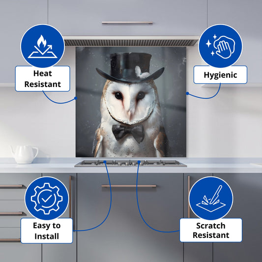 Owl In A Top Hat Kitchen Splashback