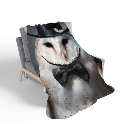 Owl In A Top Hat Sherpa Blanket