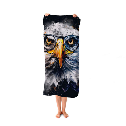 Eagle In Glasses Splashart Beach Towel