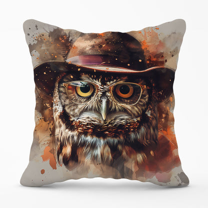 Owl With Hat And Glasses Cushions