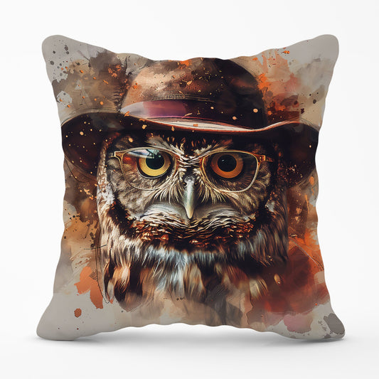 Owl With Hat And Glasses Cushions
