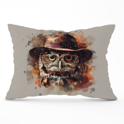 Owl With Hat And Glasses Cushions