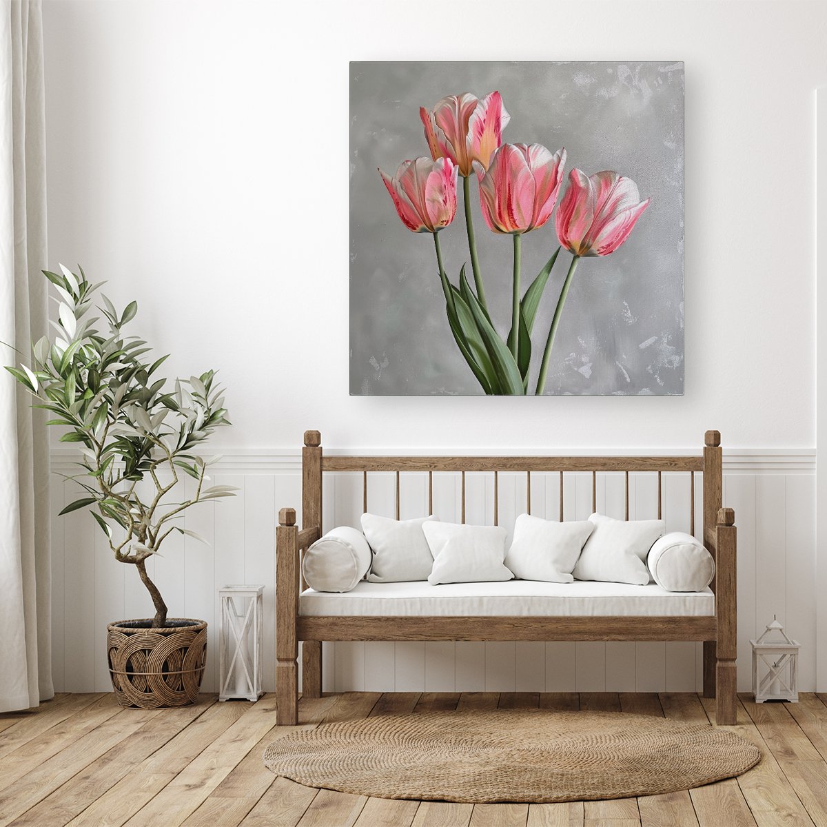 Painted Pink Tulips Canvas