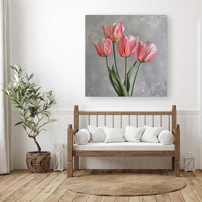 Painted Pink Tulips Canvas
