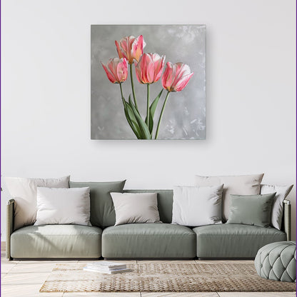 Painted Pink Tulips Canvas