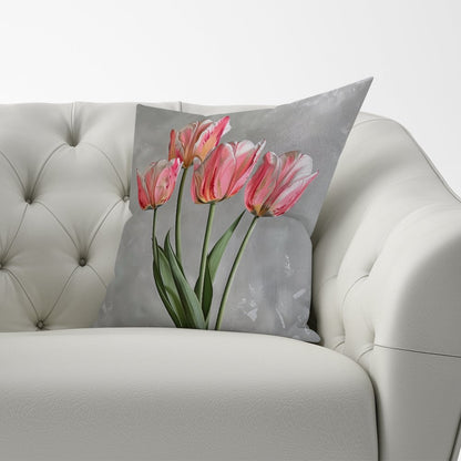 Painted Pink Tulips Cushions