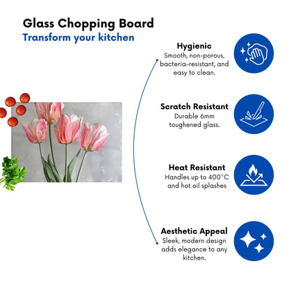 Painted Pink Tulips Chopping Board