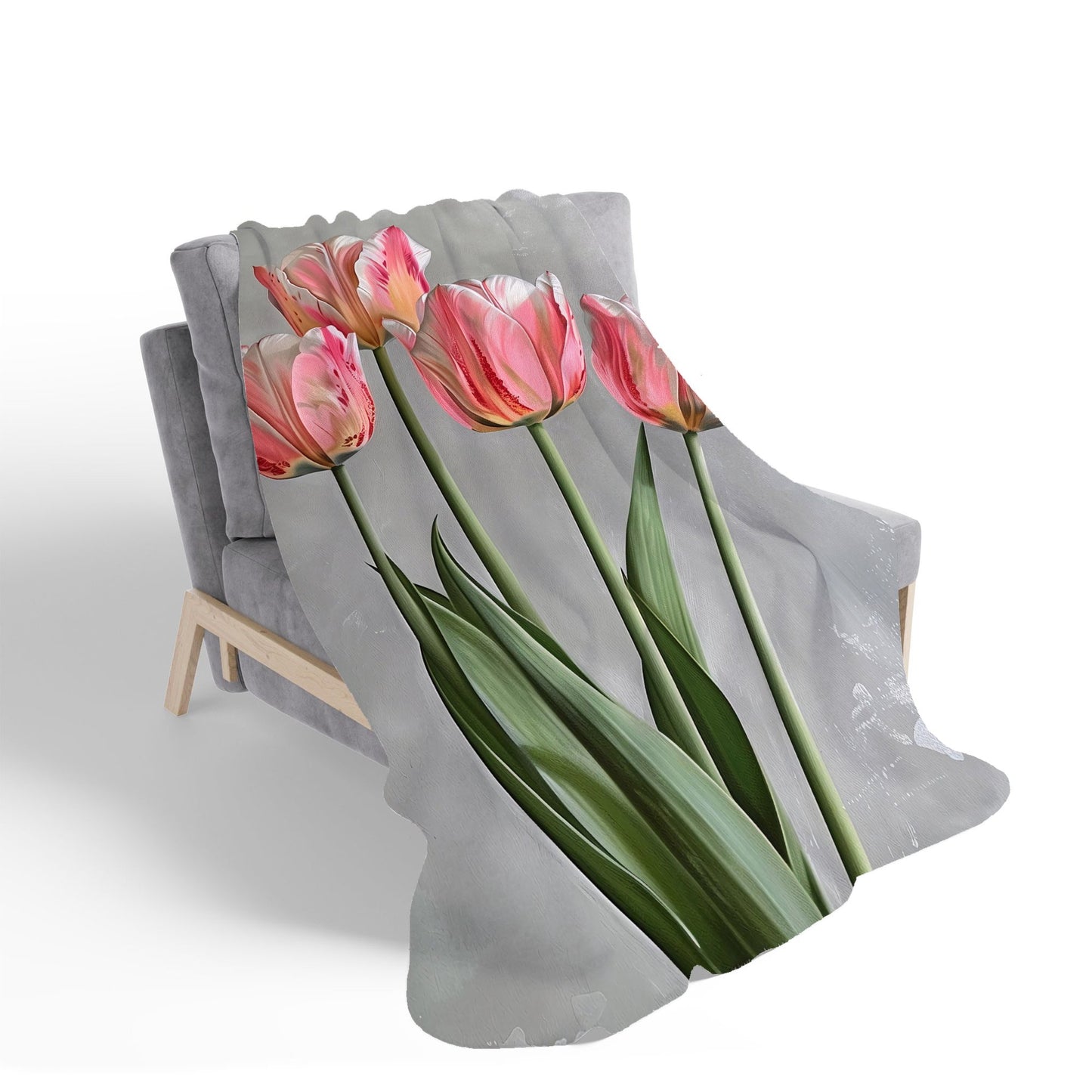 Painted Pink Tulips Sherpa Blanket