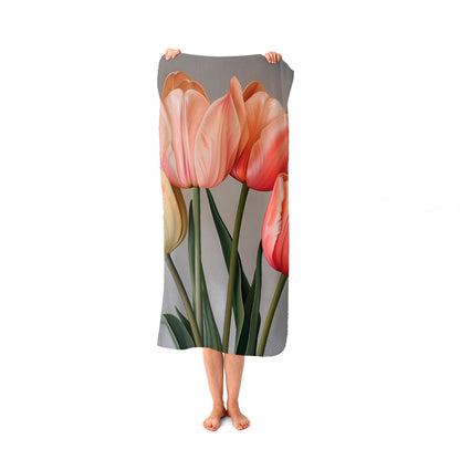 Spring Tulips Beach Towel