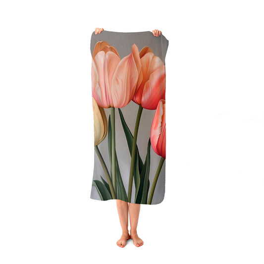 Spring Tulips Beach Towel