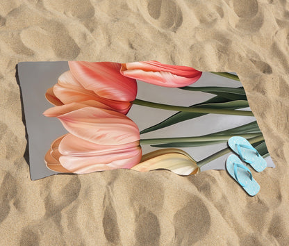 Spring Tulips Beach Towel