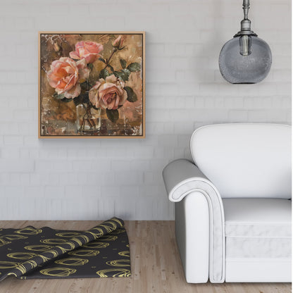 Vintage Roses Framed Canvas