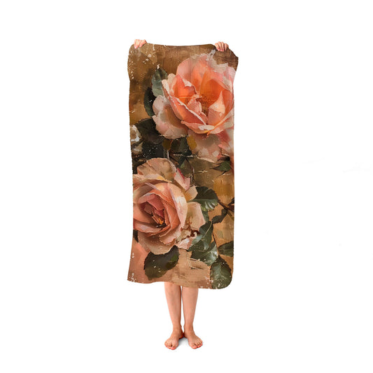 Vintage Roses Beach Towel