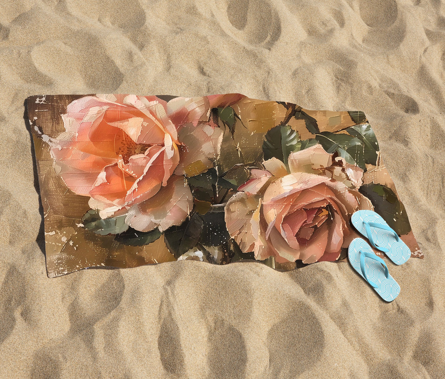 Vintage Roses Beach Towel