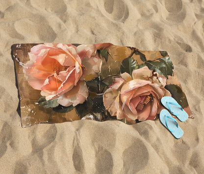 Vintage Roses Beach Towel