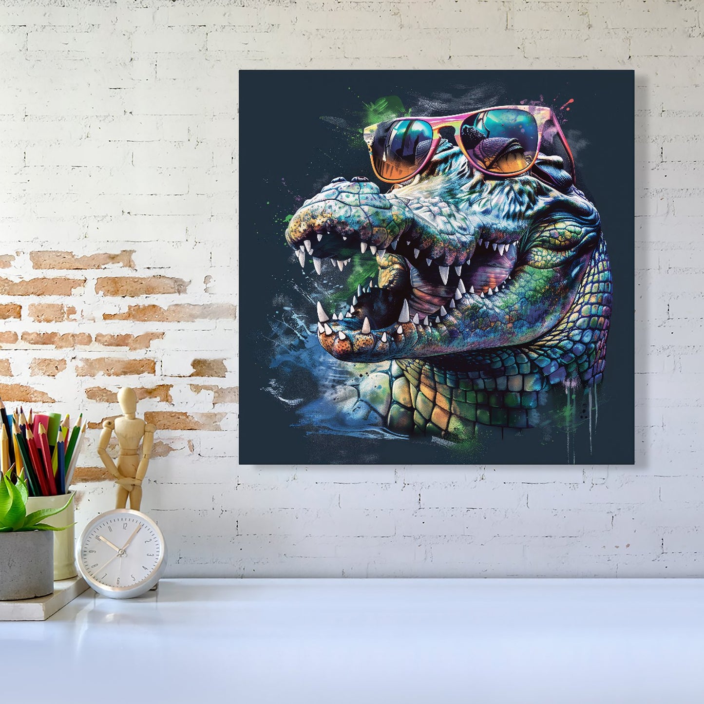 Crocodile In Glasses Splashart Canvas