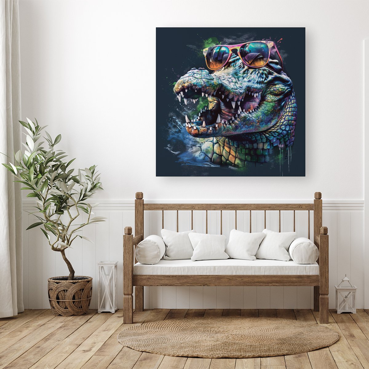 Crocodile In Glasses Splashart Canvas