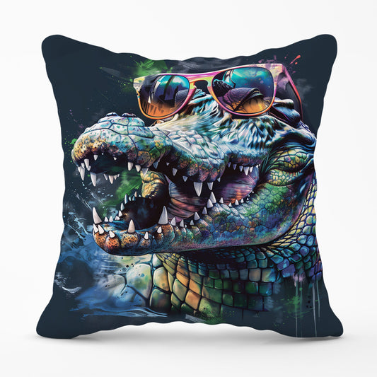 Crocodile In Glasses Splashart Cushions