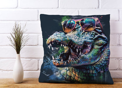 Crocodile In Glasses Splashart Cushions