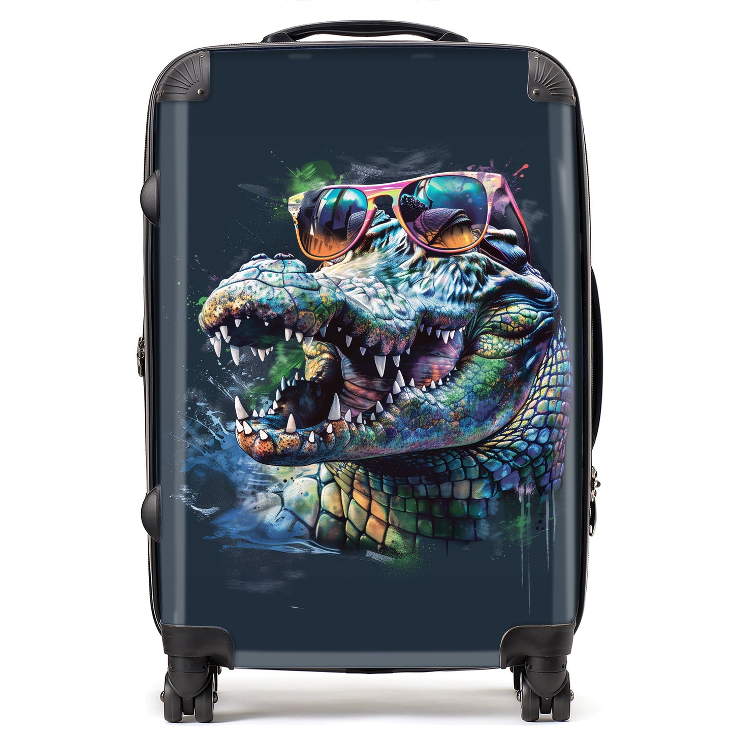 Crocodile In Glasses Splashart Suitcase