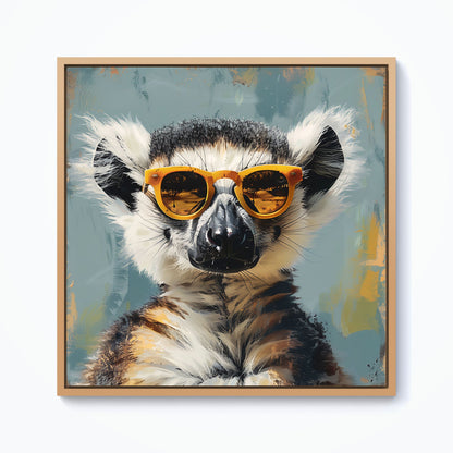 Lemur In Glasses Framed Canvas