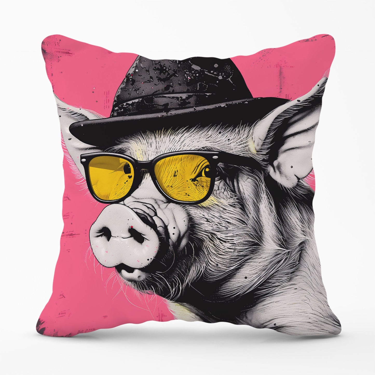 Pig In A Hat And Glasses Cushions