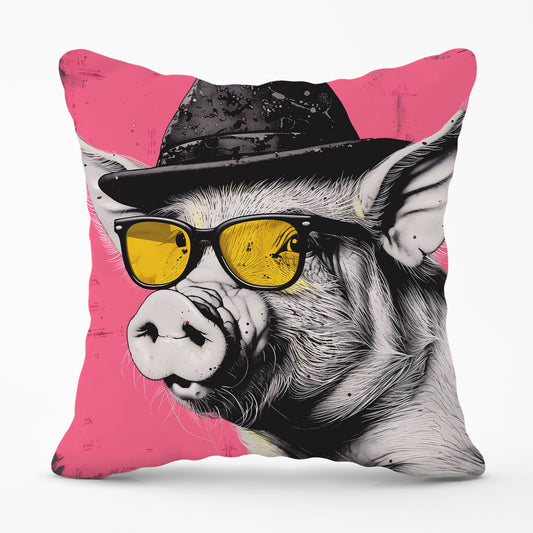Pig In A Hat And Glasses Cushions