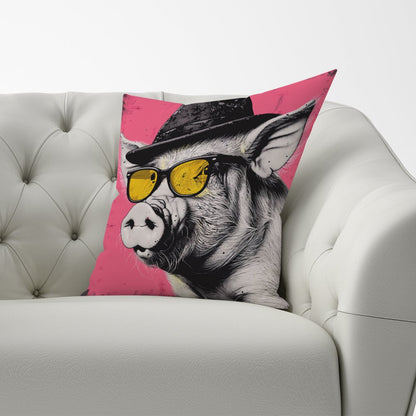 Pig In A Hat And Glasses Cushions