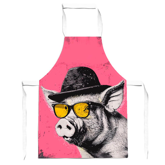 Pig In A Hat And Glasses Apron