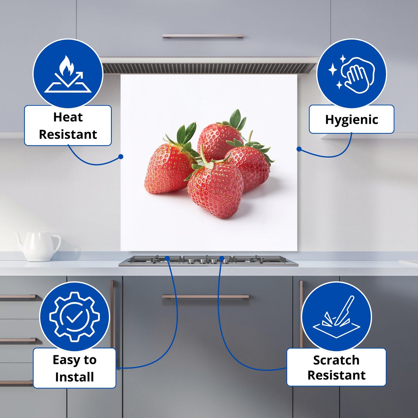 Cluster of Fresh Strawberries Kitchen Splashback