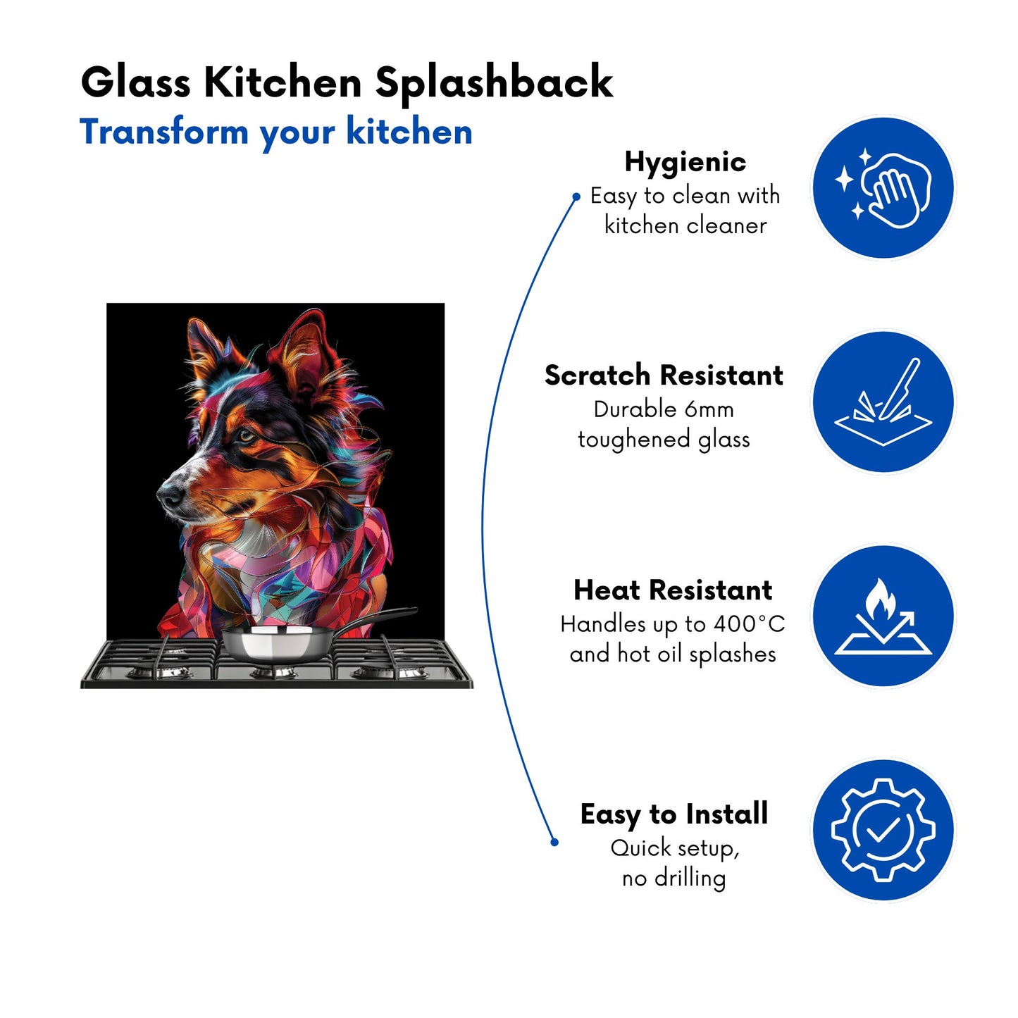 Colorful Collie Dreams Kitchen Splashback