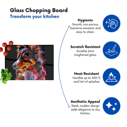 Colorful Collie Dreams Chopping Board