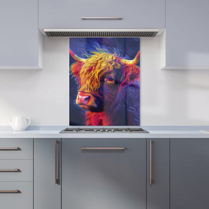 Vibrant Highland Cow Kitchen Splashback