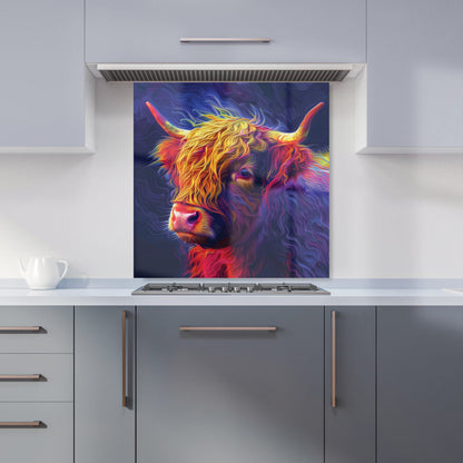 Vibrant Highland Cow Kitchen Splashback