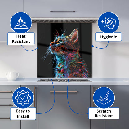 Electric Cat Whiskers Kitchen Splashback