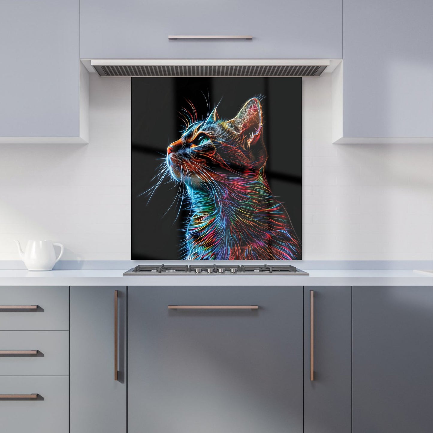 Electric Cat Whiskers Kitchen Splashback
