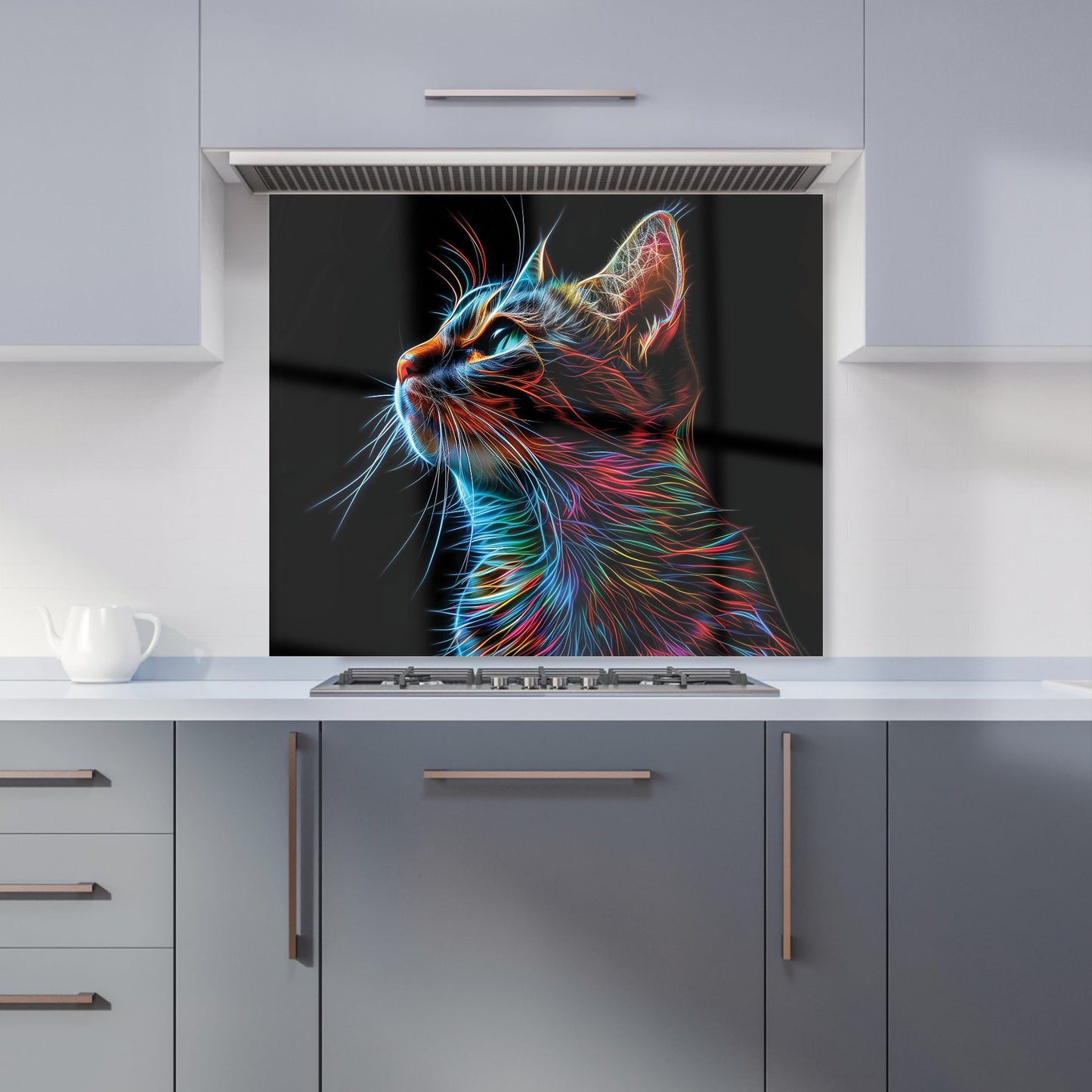 Electric Cat Whiskers Kitchen Splashback