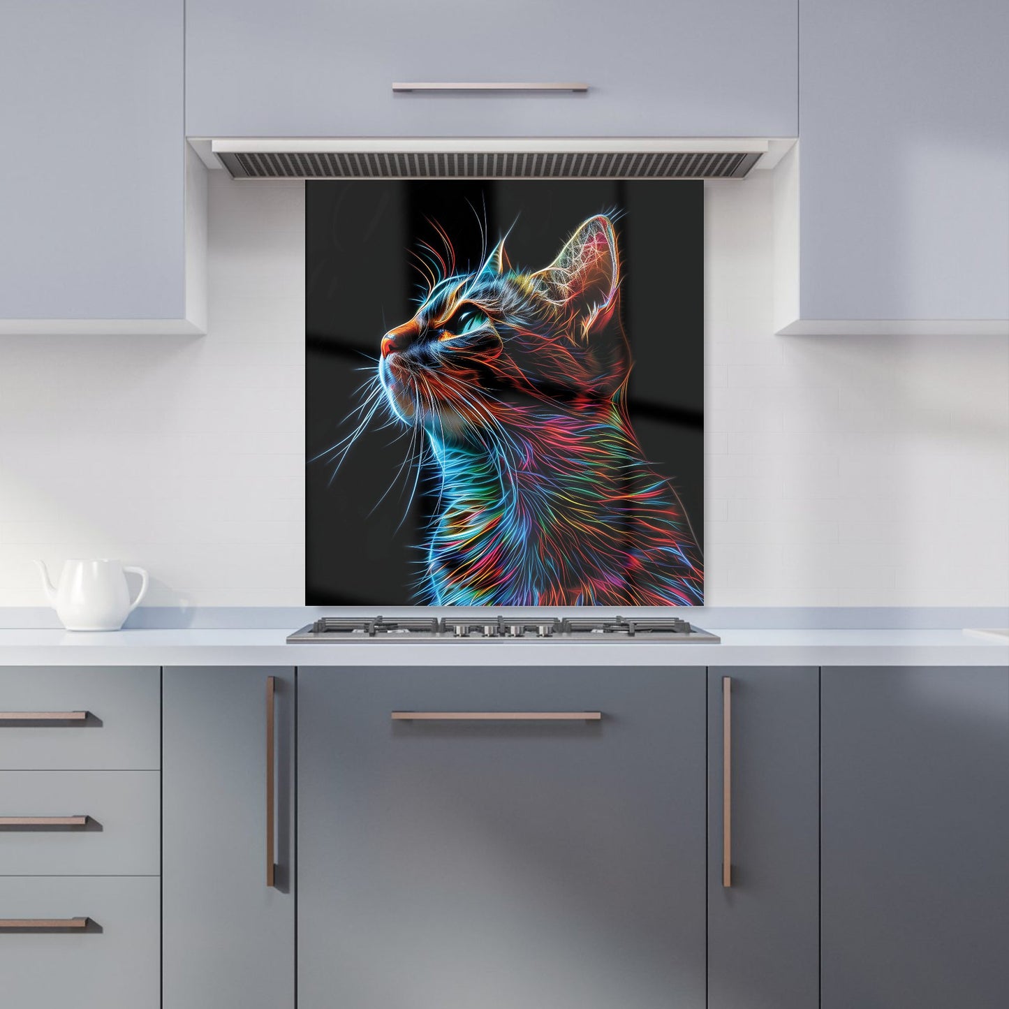Electric Cat Whiskers Kitchen Splashback