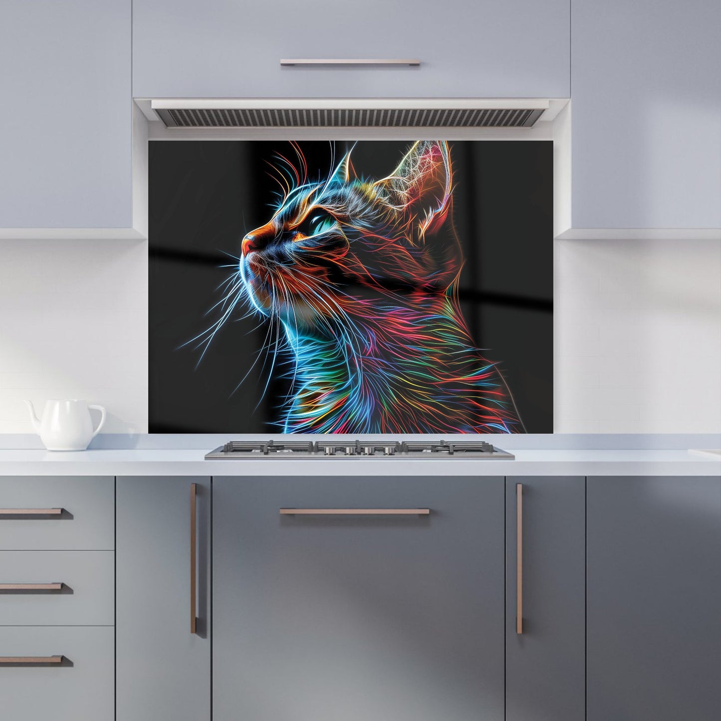Electric Cat Whiskers Kitchen Splashback