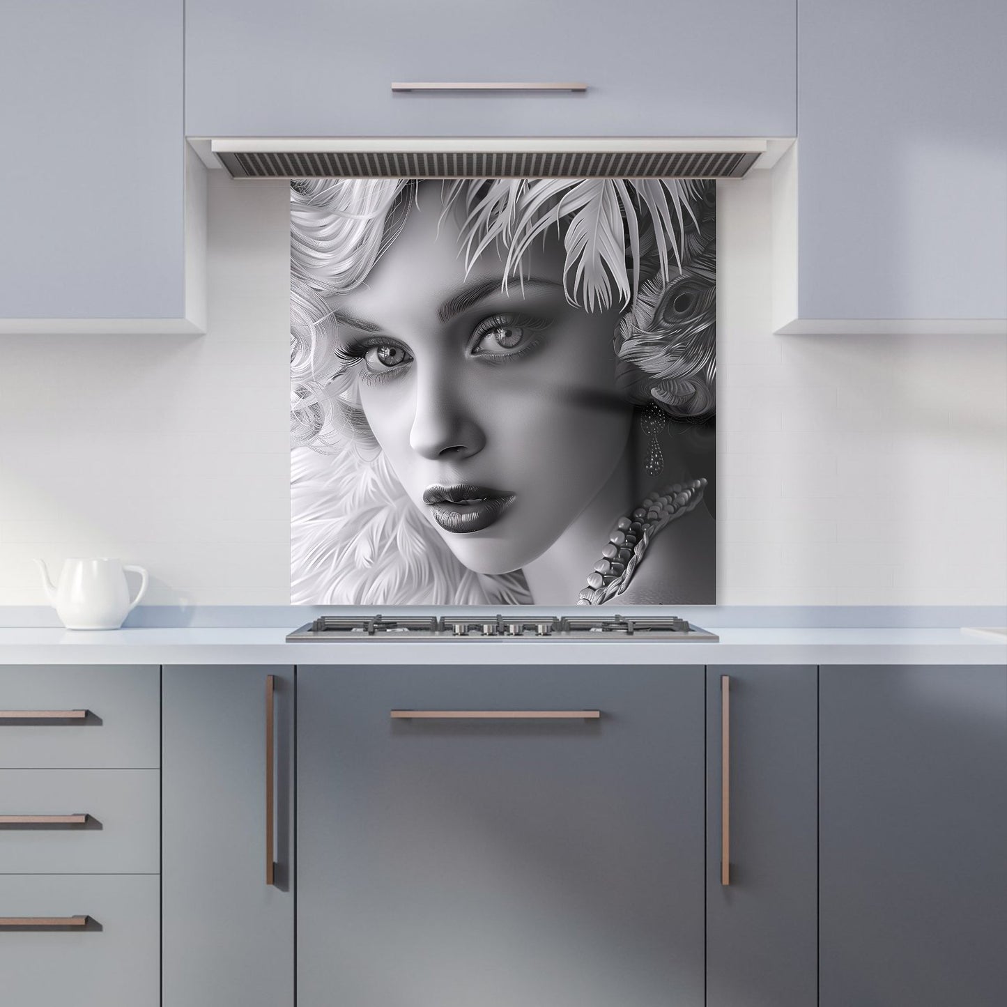 Glamorous Monochrome Diva Kitchen Splashback